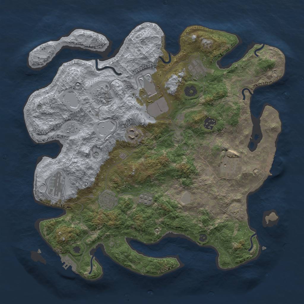 Rust Map: Procedural Map, Size: 3750, Seed: 958661885, 17 Monuments