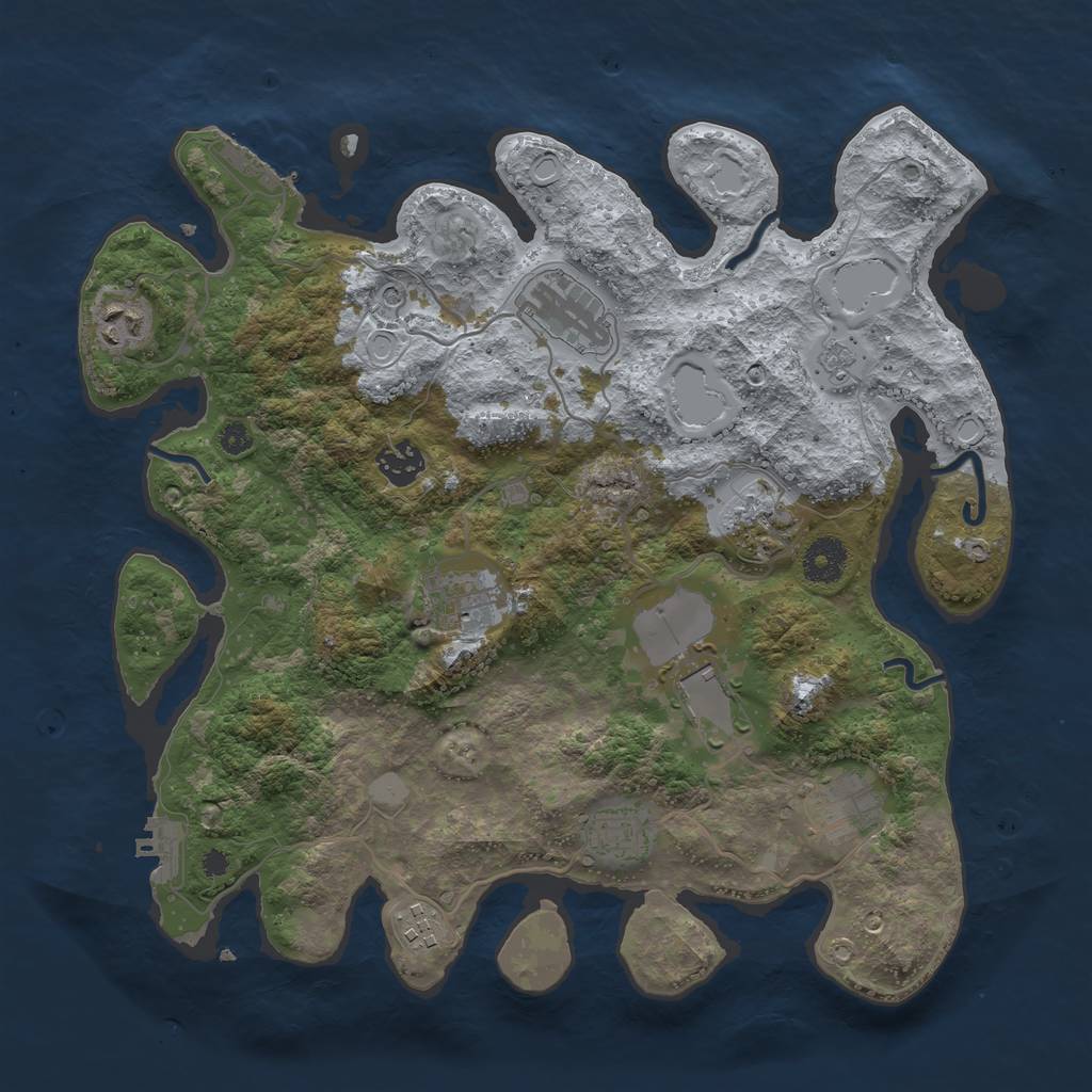 Rust Map: Procedural Map, Size: 3600, Seed: 15010138, 16 Monuments