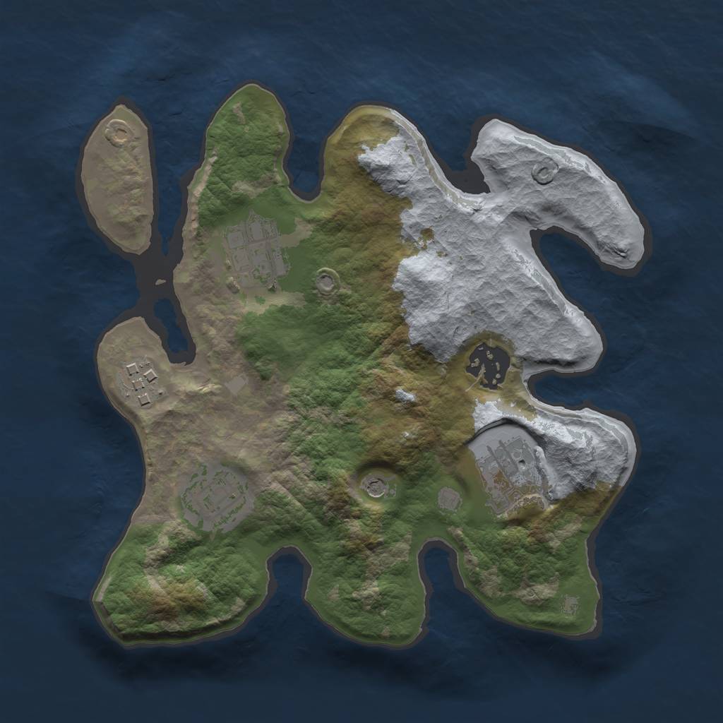 Rust Map: Barren, Size: 2500, Seed: 11136, 8 Monuments