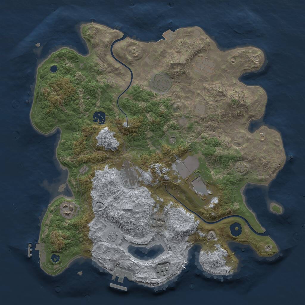 Rust Map: Procedural Map, Size: 3500, Seed: 641196337, 13 Monuments