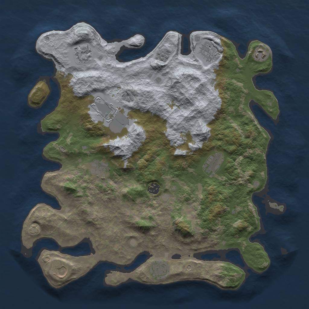 Rust Map: Barren, Size: 4000, Seed: 86110776, 14 Monuments