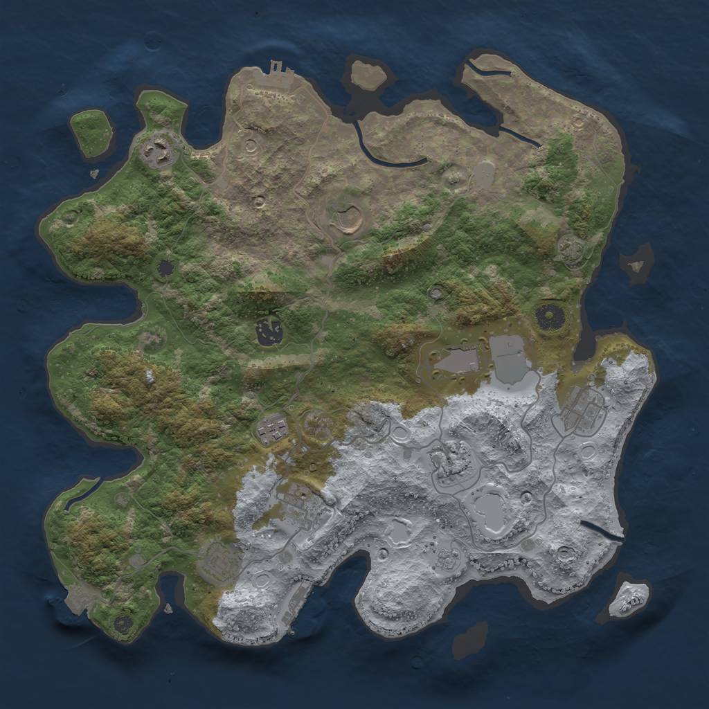 Rust Map: Procedural Map, Size: 3800, Seed: 335519089, 17 Monuments