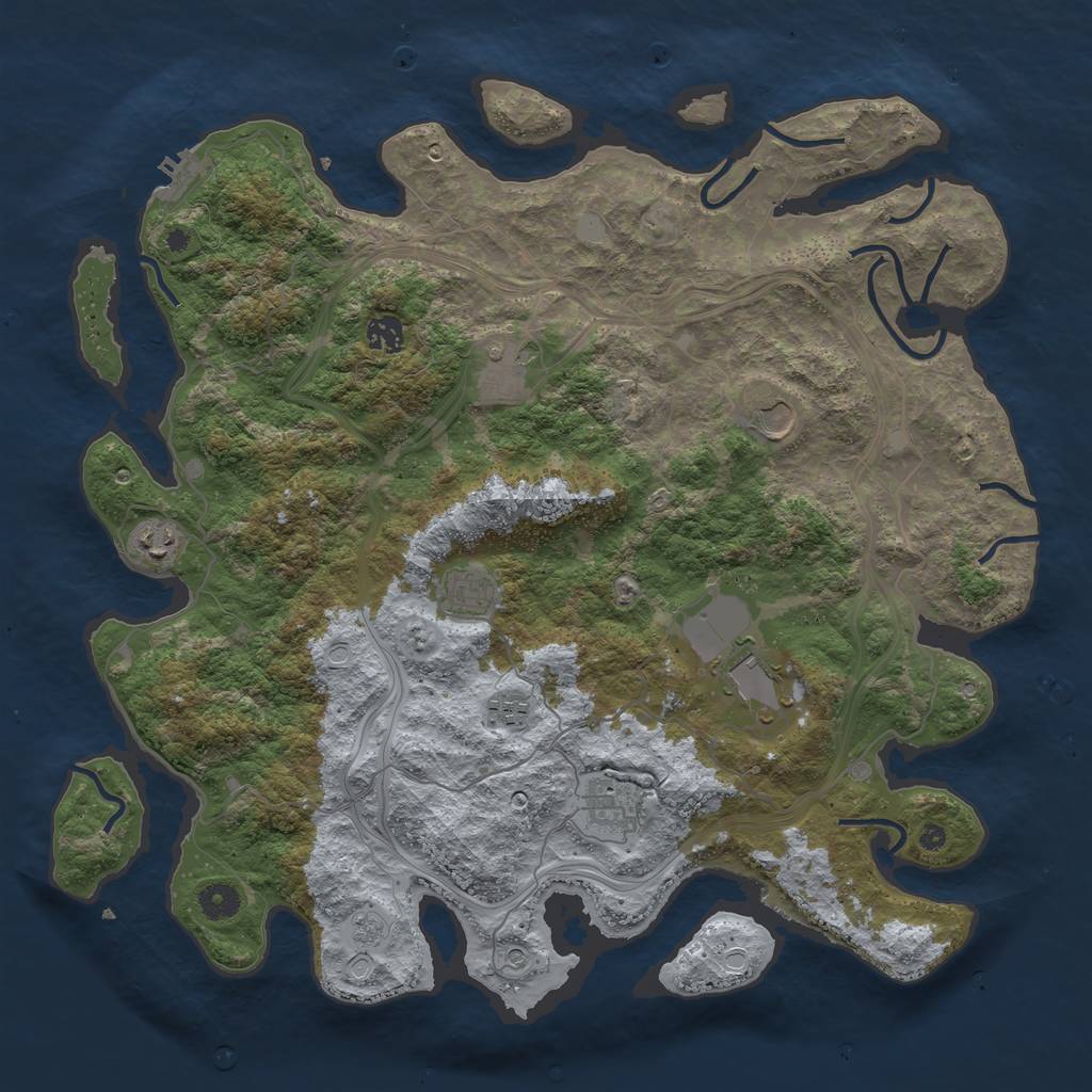 Rust Map: Procedural Map, Size: 4250, Seed: 1161777943, 14 Monuments