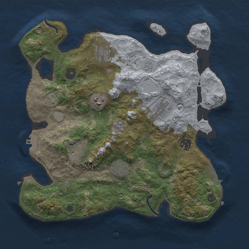 Rust Map: Procedural Map, Size: 3250, Seed: 1577072844, 16 Monuments