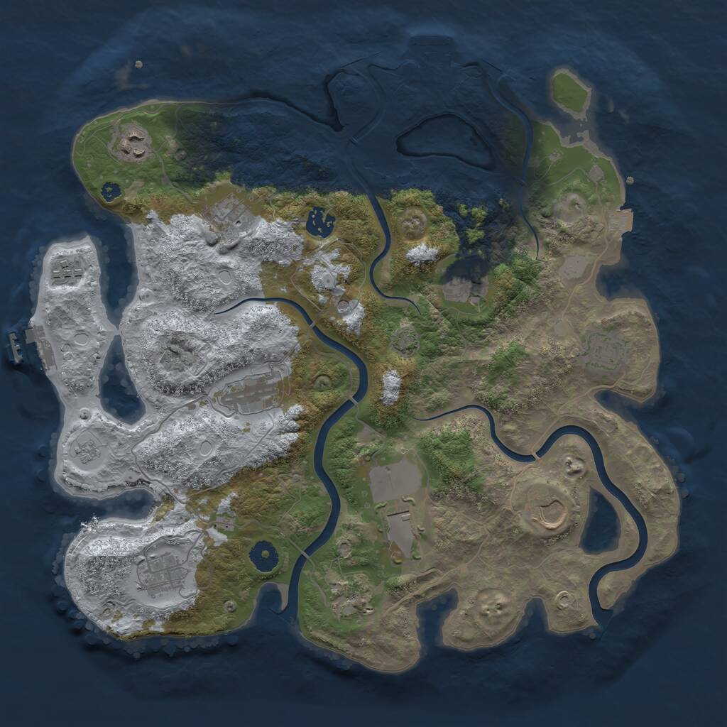 Rust Map: Procedural Map, Size: 3750, Seed: 1237451418, 17 Monuments