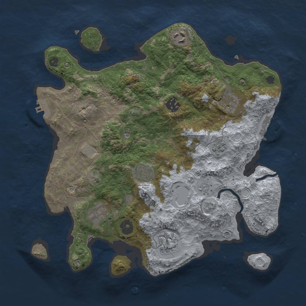 Rust Map: Procedural Map, Size: 3300, Seed: 44, 16 Monuments