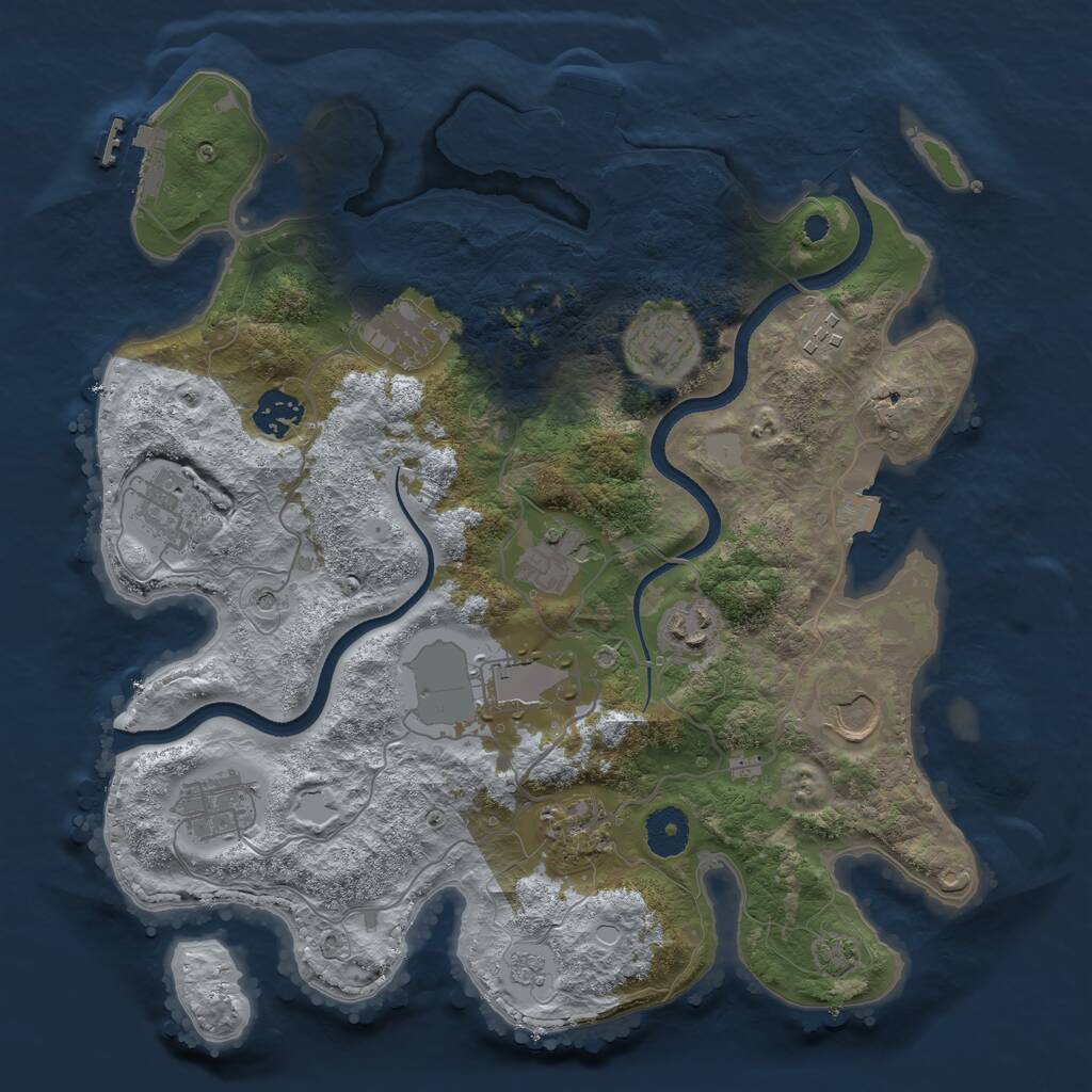 Rust Map: Procedural Map, Size: 3500, Seed: 35690054, 17 Monuments
