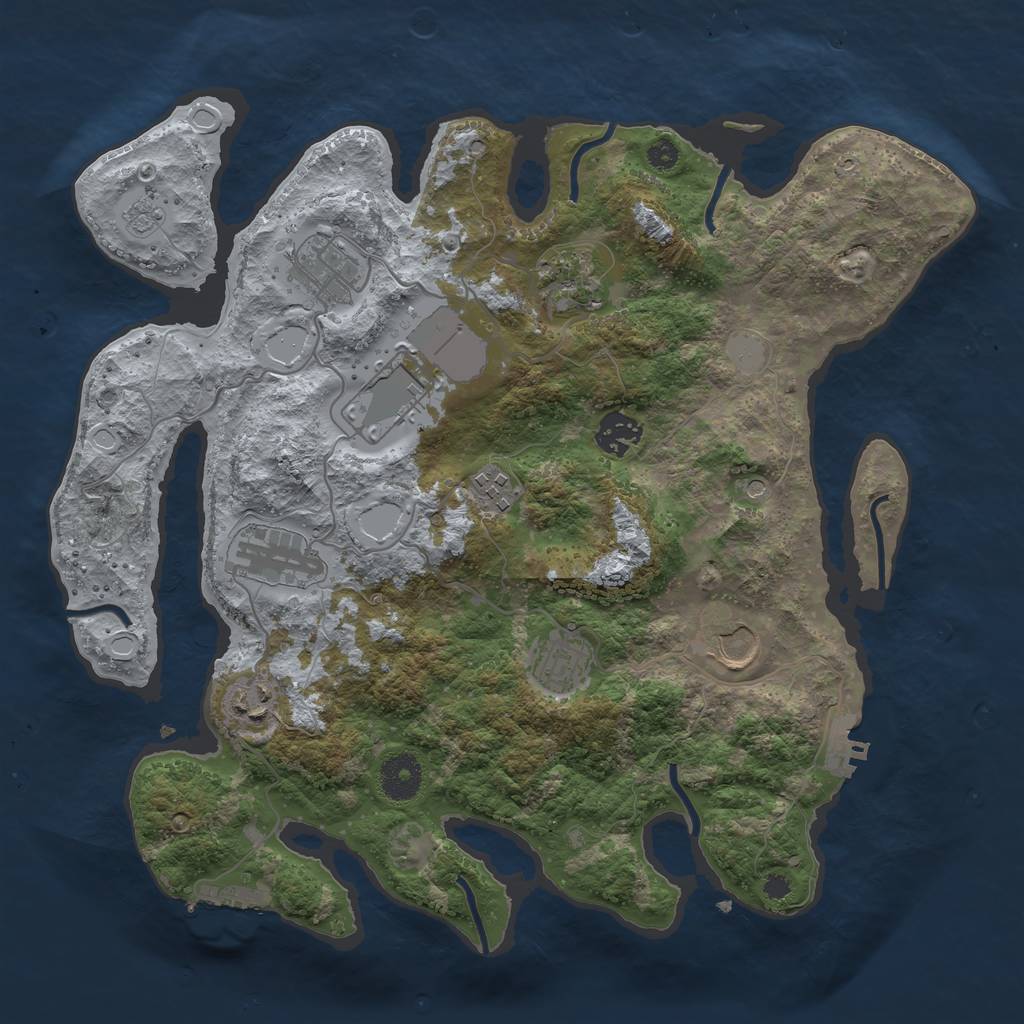 Rust Map: Procedural Map, Size: 3500, Seed: 36796744, 18 Monuments
