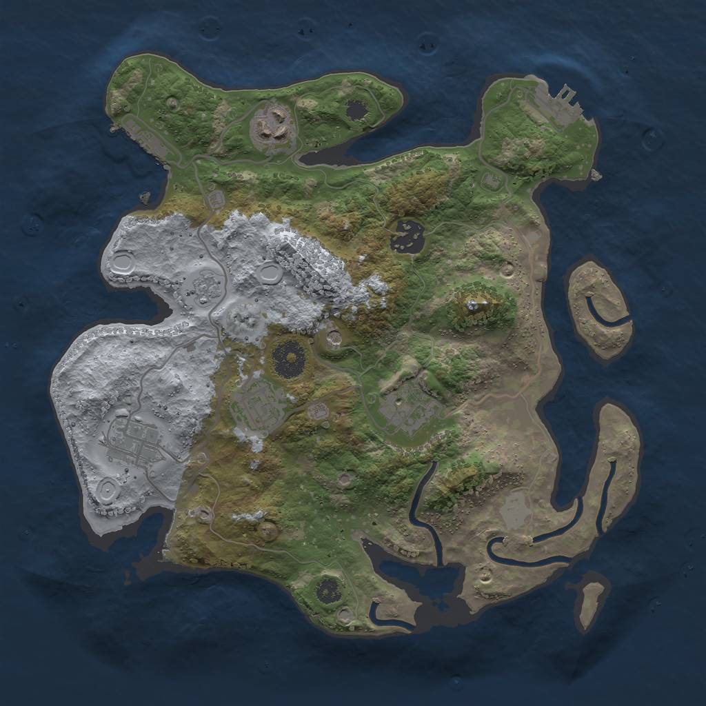 Rust Map: Procedural Map, Size: 3000, Seed: 26301, 14 Monuments