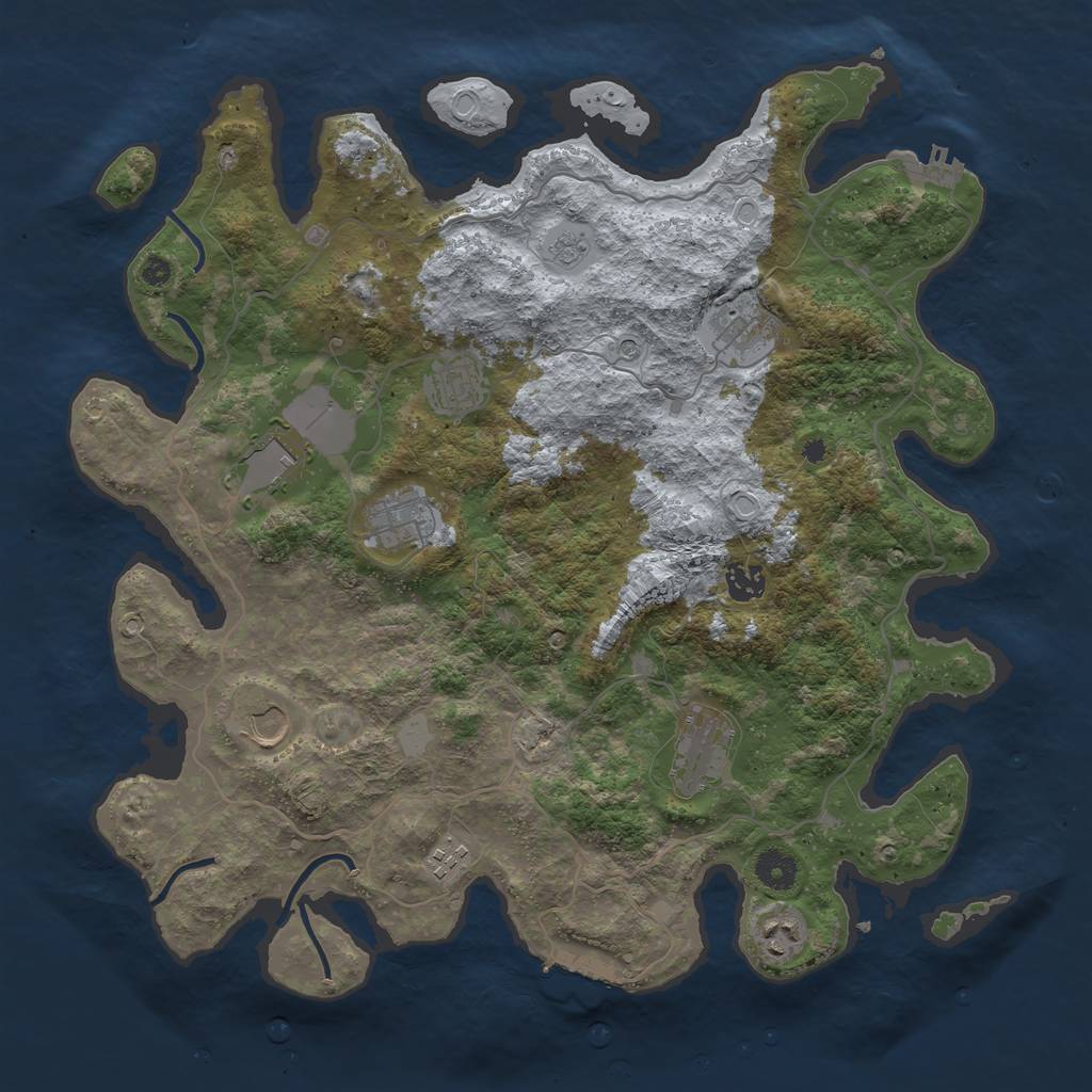 Rust Map: Procedural Map, Size: 4000, Seed: 45320872, 18 Monuments
