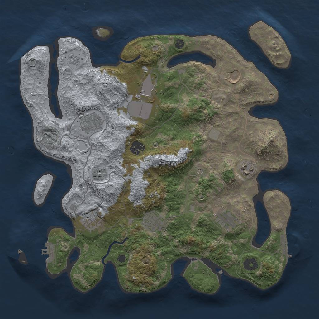 Rust Map: Procedural Map, Size: 3500, Seed: 55884550, 18 Monuments