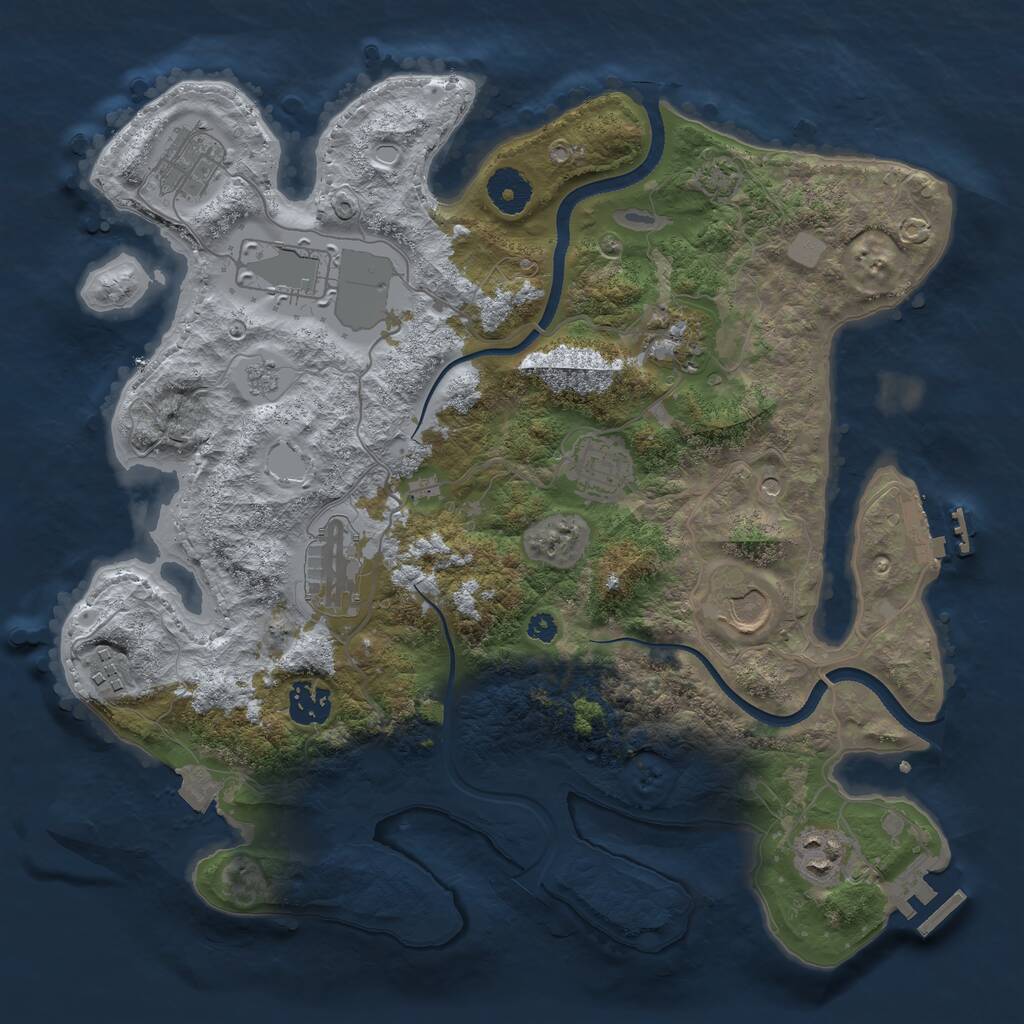 Rust Map: Procedural Map, Size: 3500, Seed: 93133578, 15 Monuments