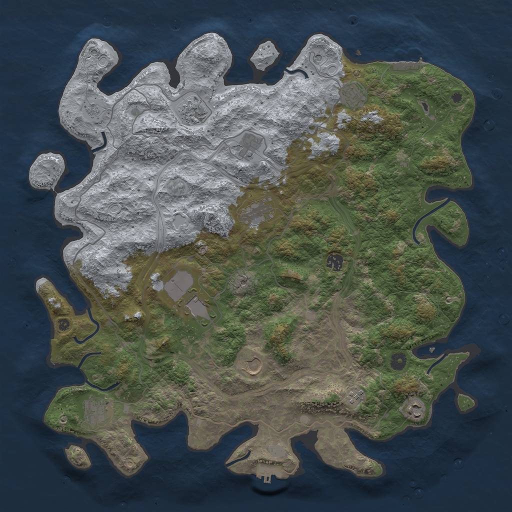 Rust Map: Procedural Map, Size: 4500, Seed: 1483355441, 19 Monuments