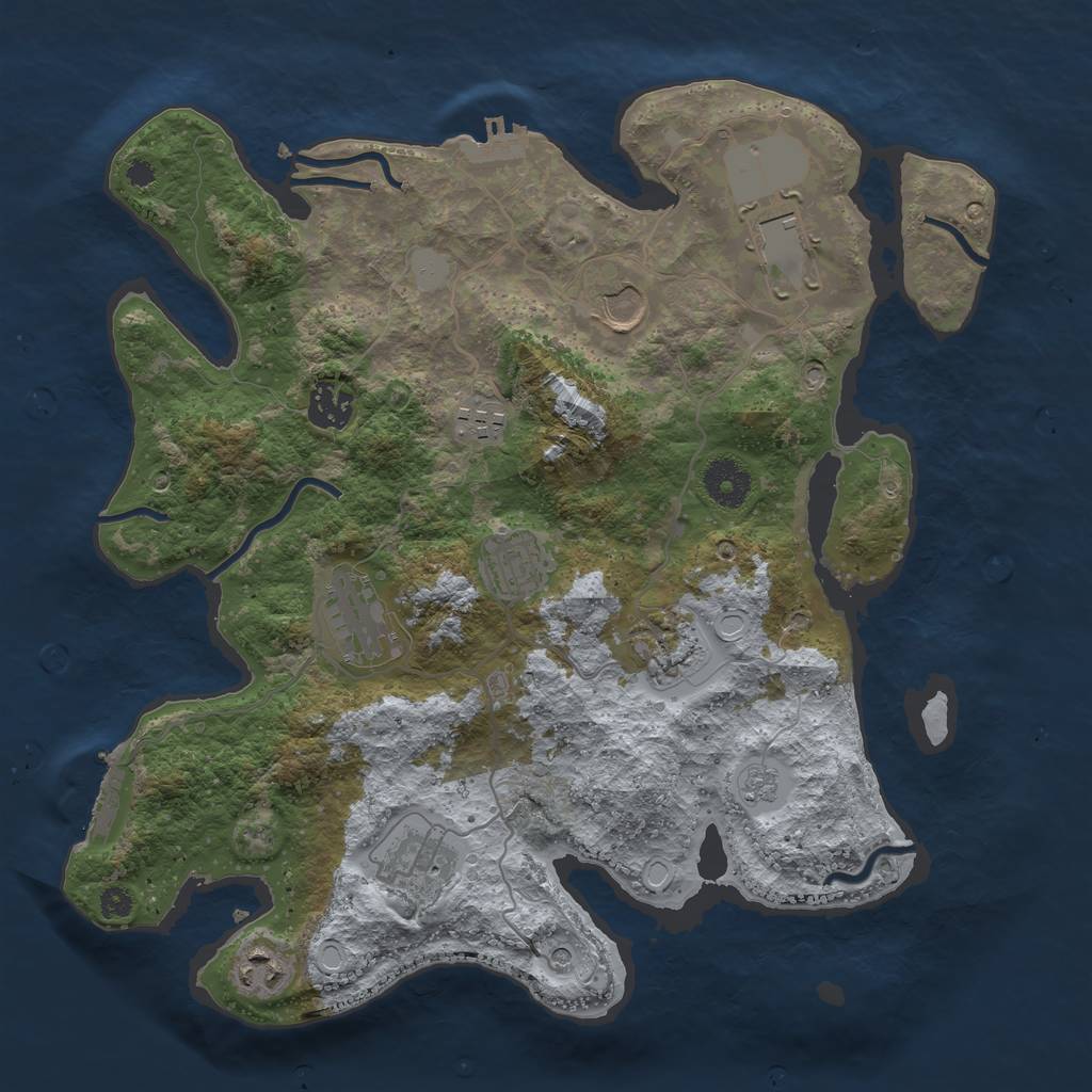 Rust Map: Procedural Map, Size: 3500, Seed: 1333560892, 18 Monuments