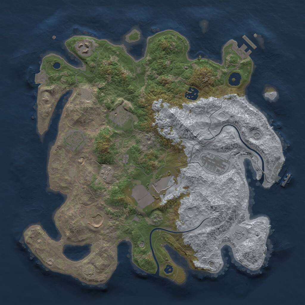 Rust Map: Procedural Map, Size: 3500, Seed: 22141092, 14 Monuments