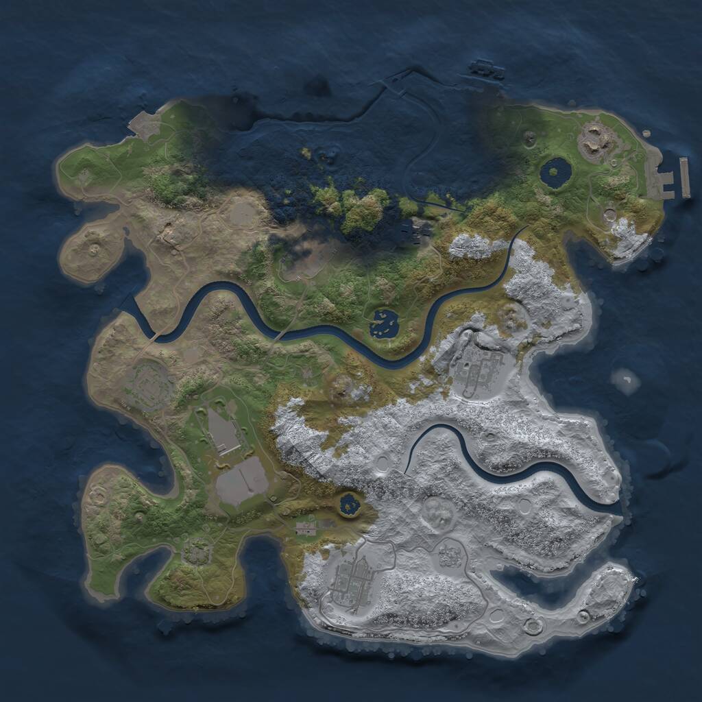 Rust Map: Procedural Map, Size: 3500, Seed: 40611279, 14 Monuments