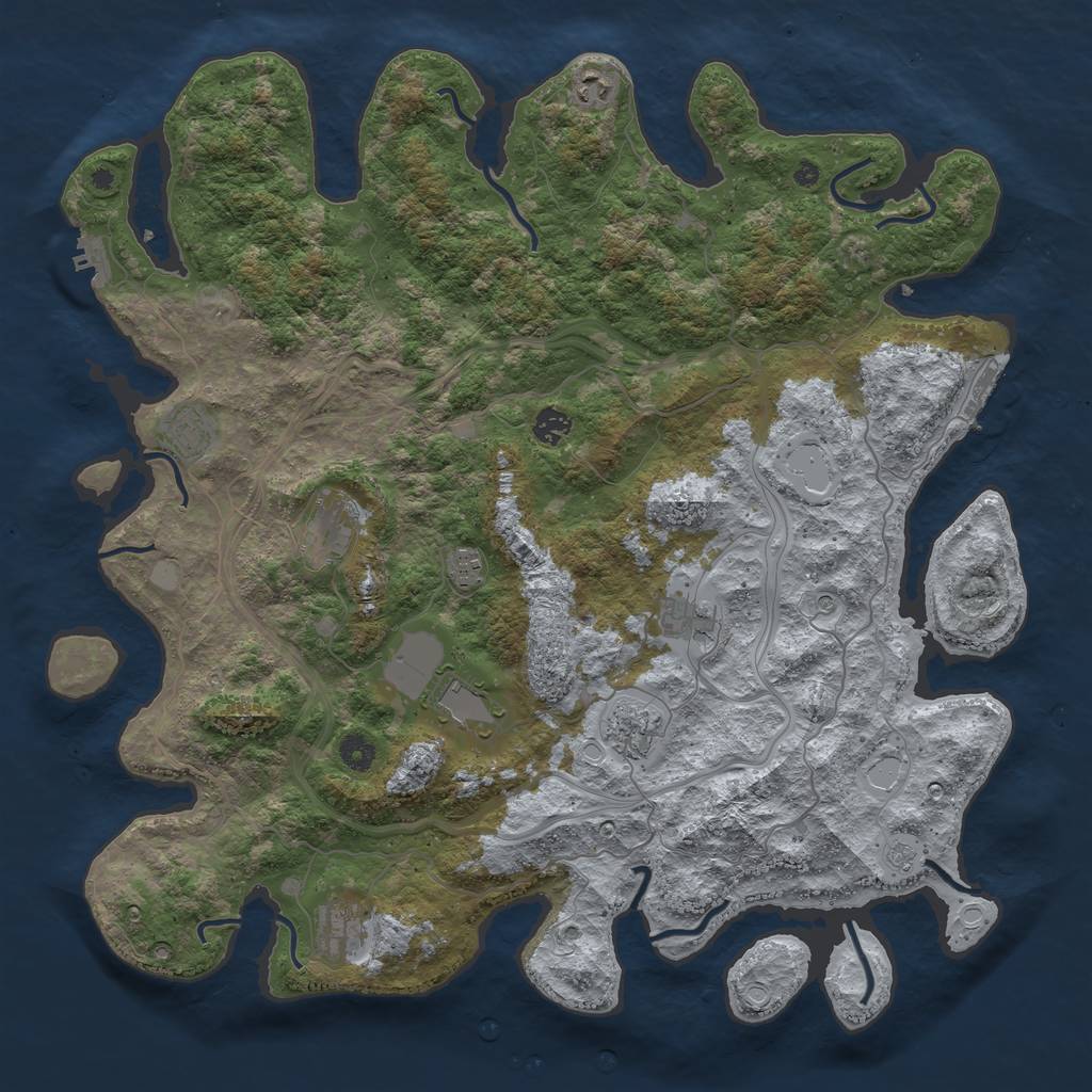 Rust Map: Procedural Map, Size: 4500, Seed: 7628390, 18 Monuments