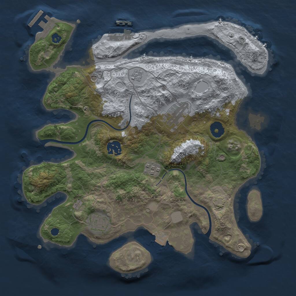 Rust Map: Procedural Map, Size: 3000, Seed: 71881, 10 Monuments