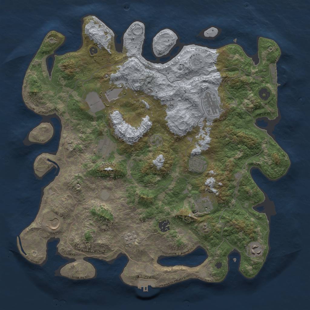 Rust Map: Procedural Map, Size: 4000, Seed: 1078849466, 18 Monuments
