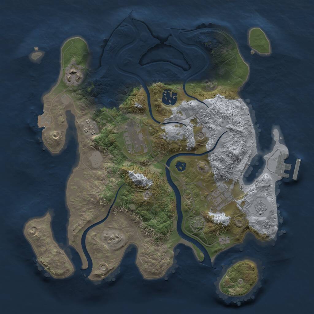 Rust Map: Procedural Map, Size: 3000, Seed: 20192, 10 Monuments