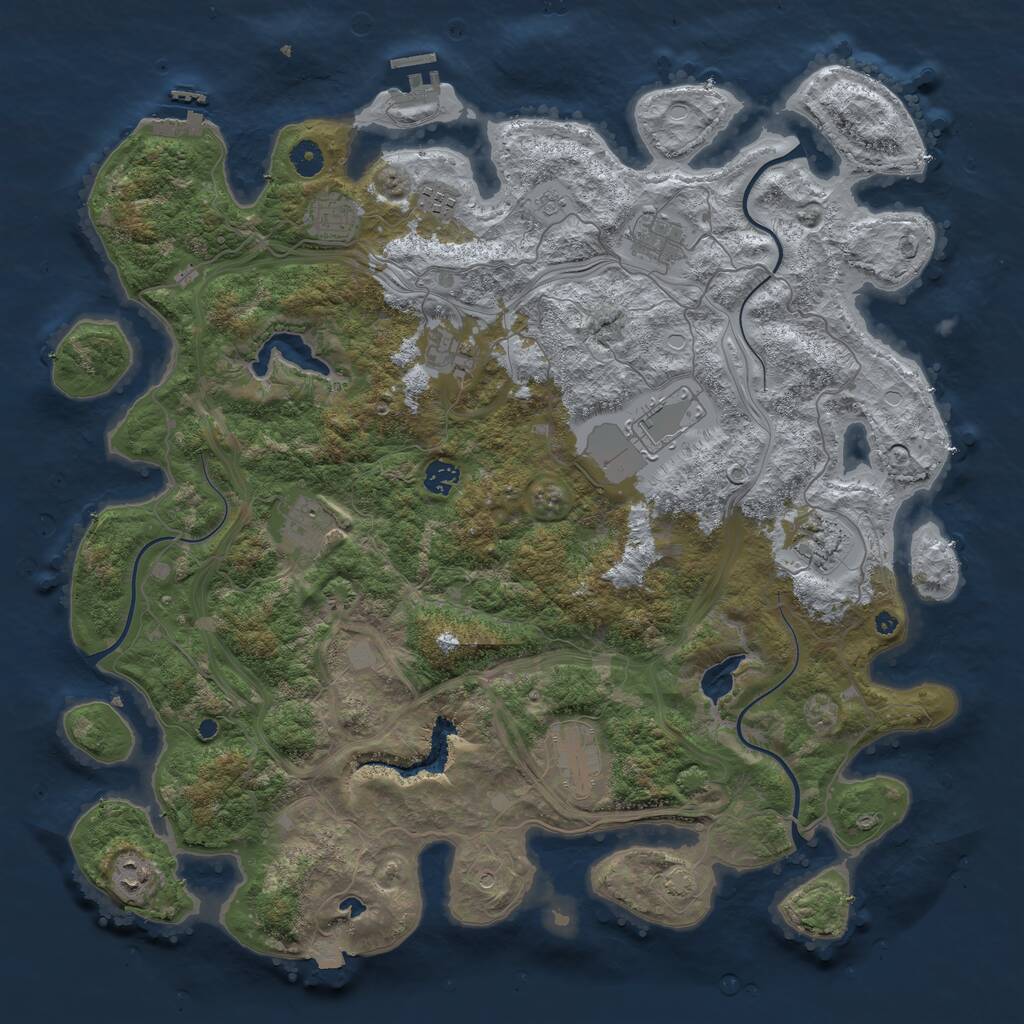 Rust Map: Procedural Map, Size: 4500, Seed: 74864296, 16 Monuments