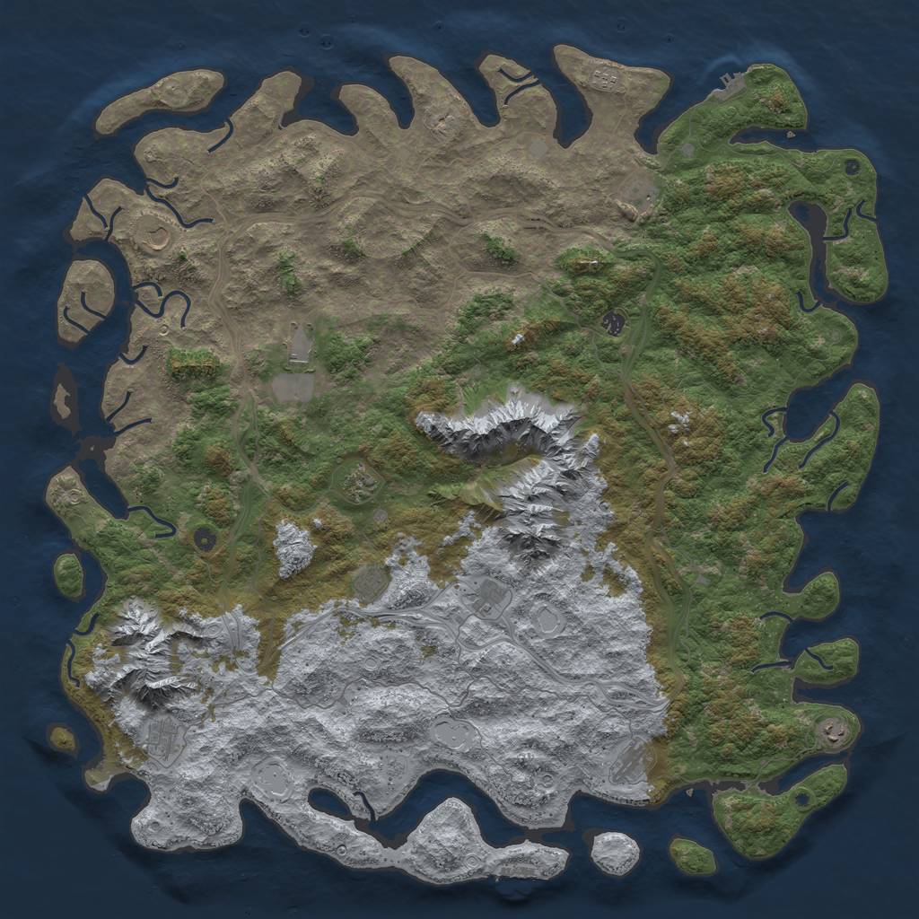 Rust Map: Procedural Map, Size: 6000, Seed: 409906931, 20 Monuments