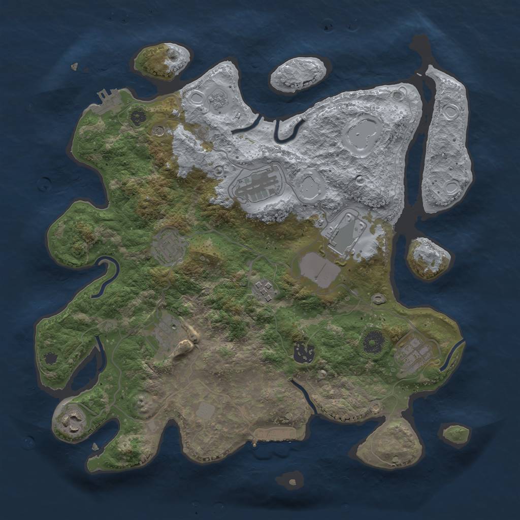 Rust Map: Procedural Map, Size: 3500, Seed: 3670906, 17 Monuments