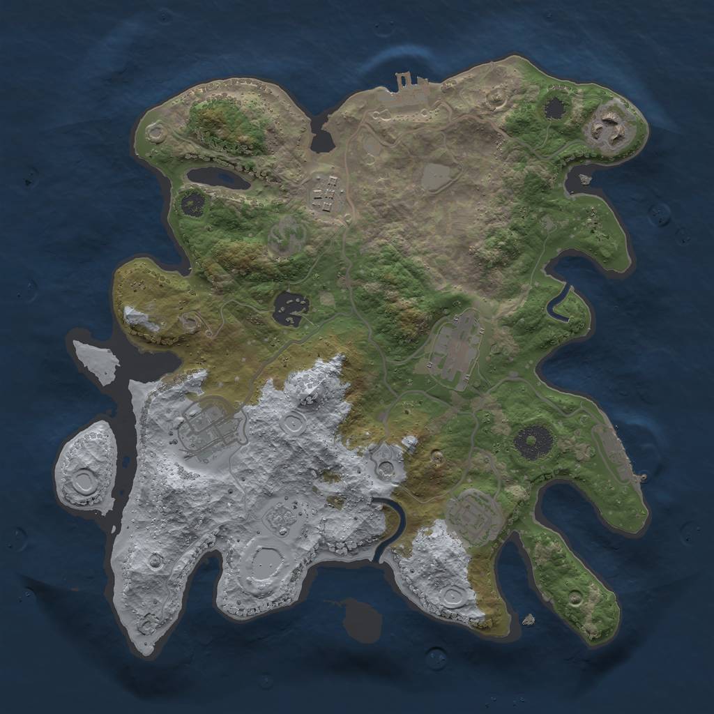 Rust Map: Procedural Map, Size: 3000, Seed: 28239, 15 Monuments
