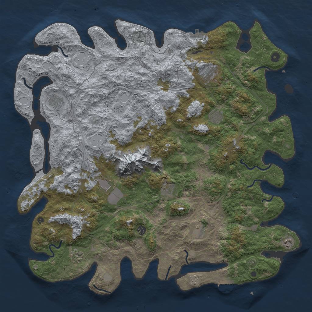 Rust Map: Procedural Map, Size: 5000, Seed: 69420000, 19 Monuments