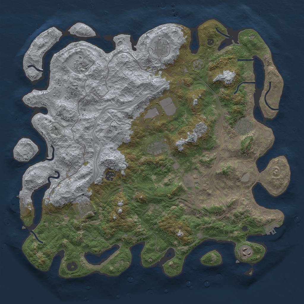 Rust Map: Procedural Map, Size: 4500, Seed: 2075887425, 19 Monuments