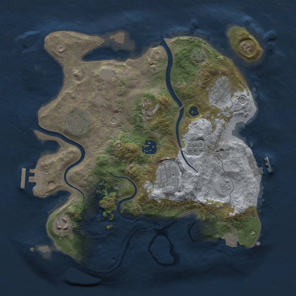 Rust Map: Procedural Map, Size: 3000, Seed: 2102292687, 13 Monuments