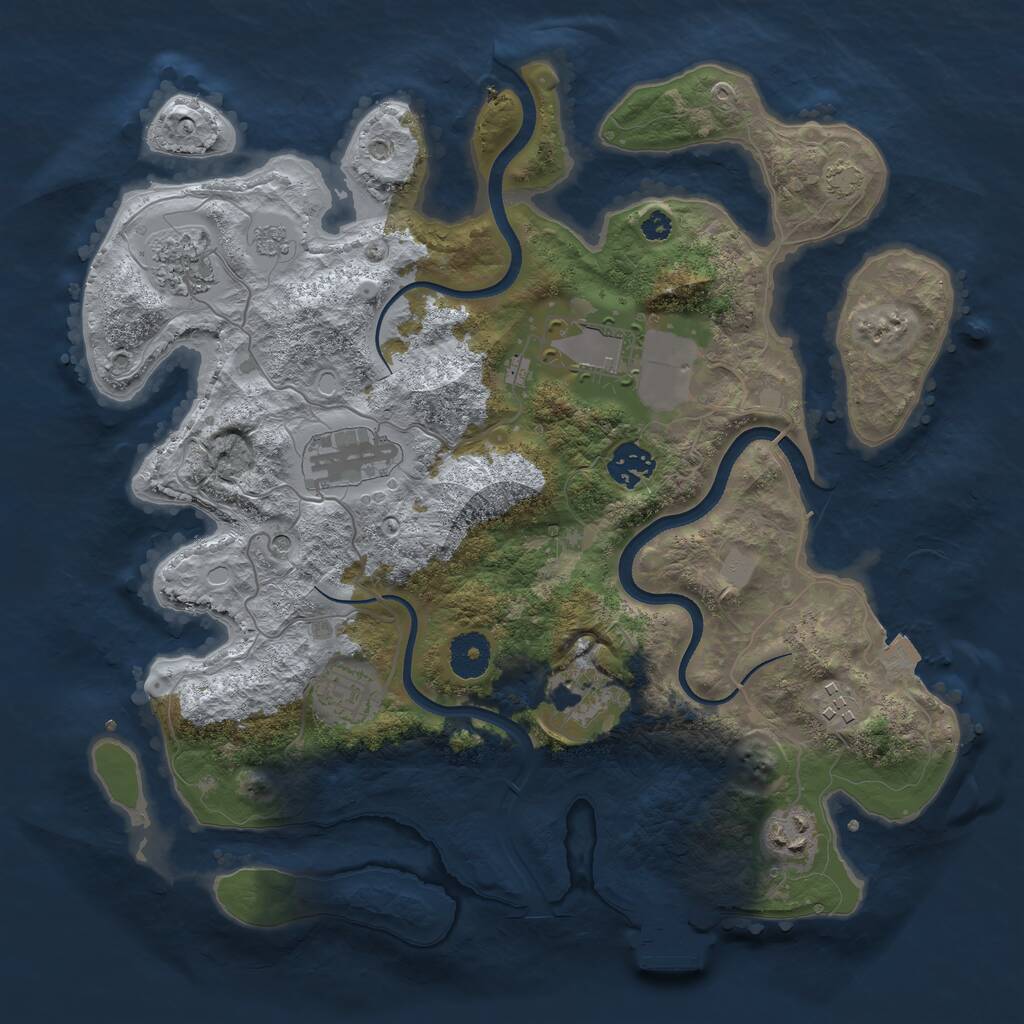 Rust Map: Procedural Map, Size: 3500, Seed: 71157821, 13 Monuments