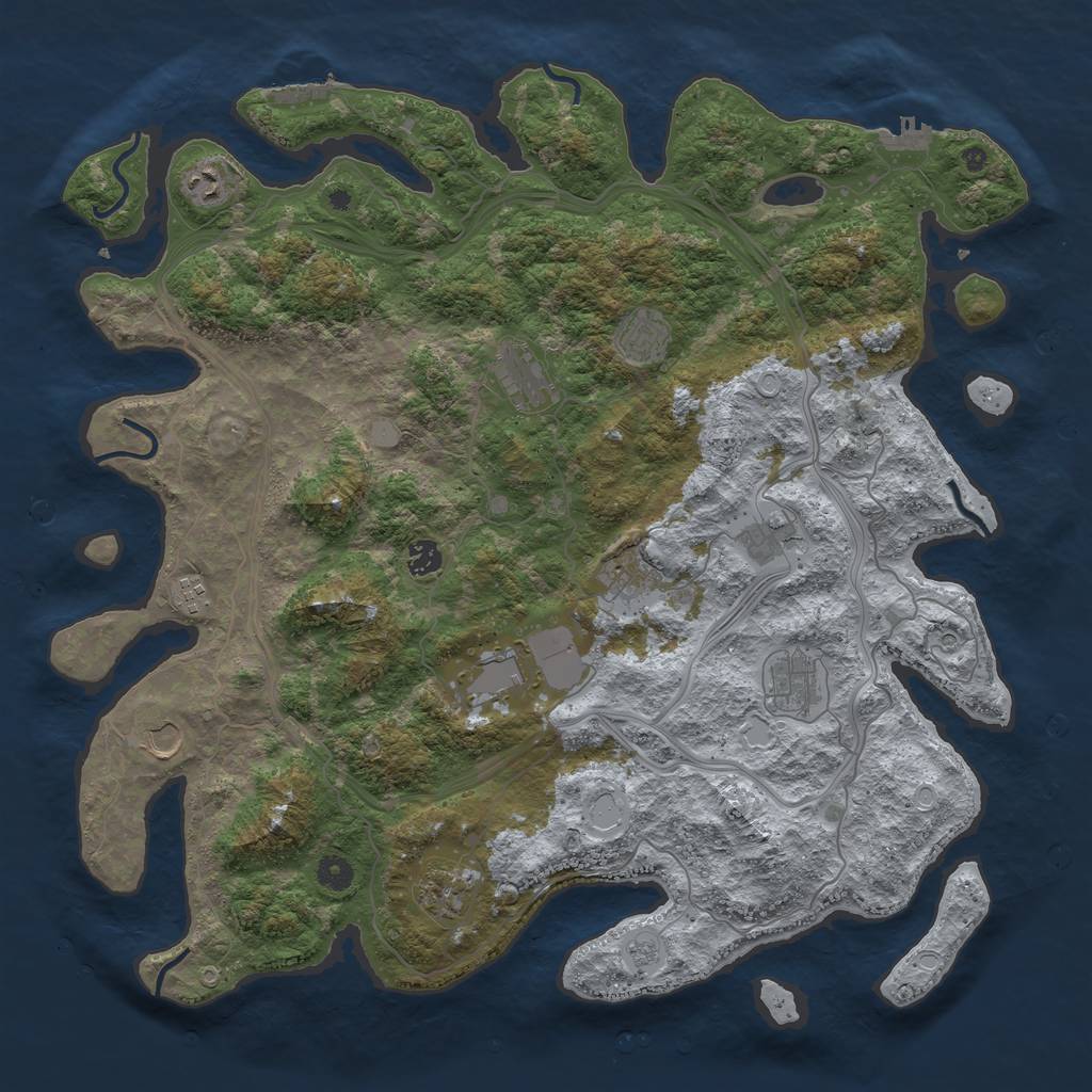 Rust Map: Procedural Map, Size: 4550, Seed: 8426557, 20 Monuments