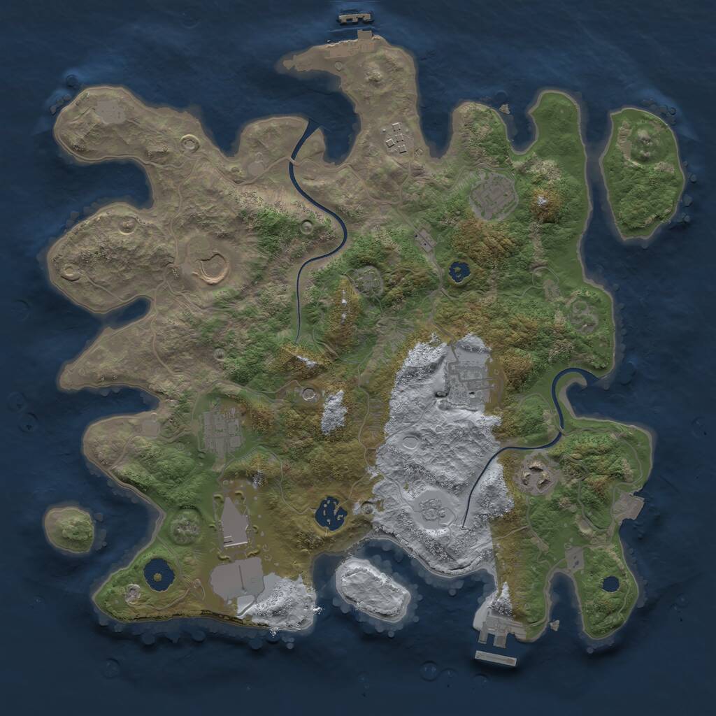 Rust Map: Procedural Map, Size: 3500, Seed: 95100110, 14 Monuments