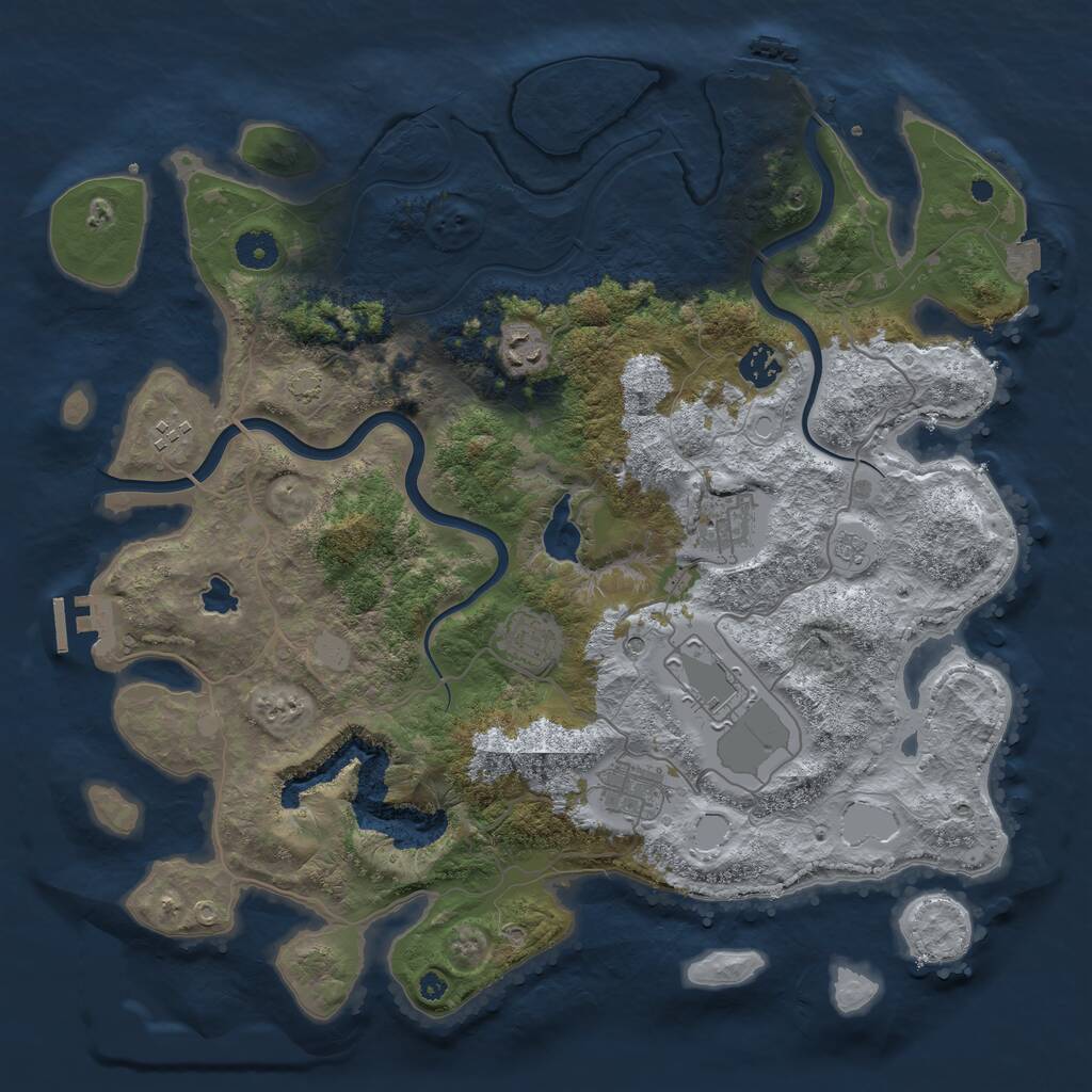 Rust Map: Procedural Map, Size: 4000, Seed: 353708070, 13 Monuments