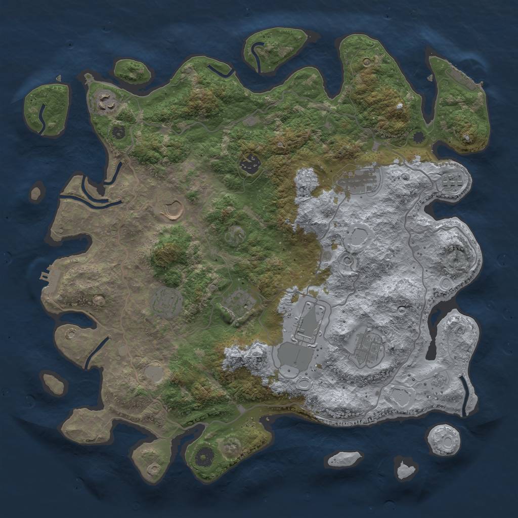 Rust Map: Procedural Map, Size: 4000, Seed: 353708070, 18 Monuments