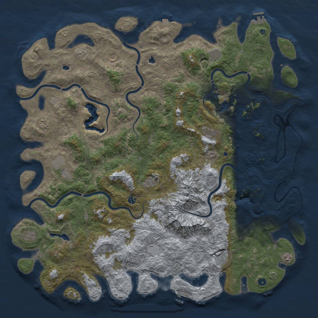 Rust Map: Procedural Map, Size: 6000, Seed: 49637197, 17 Monuments