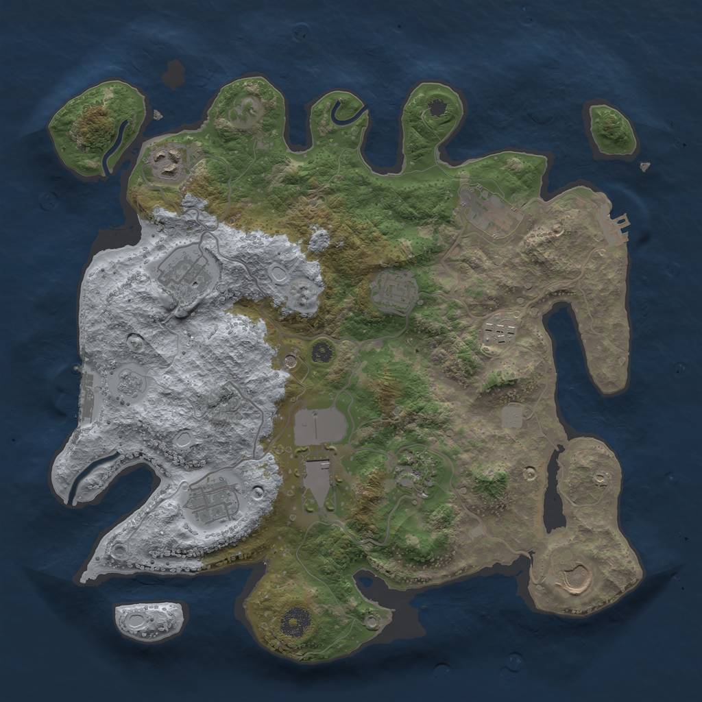 Rust Map: Procedural Map, Size: 3500, Seed: 754583013, 18 Monuments