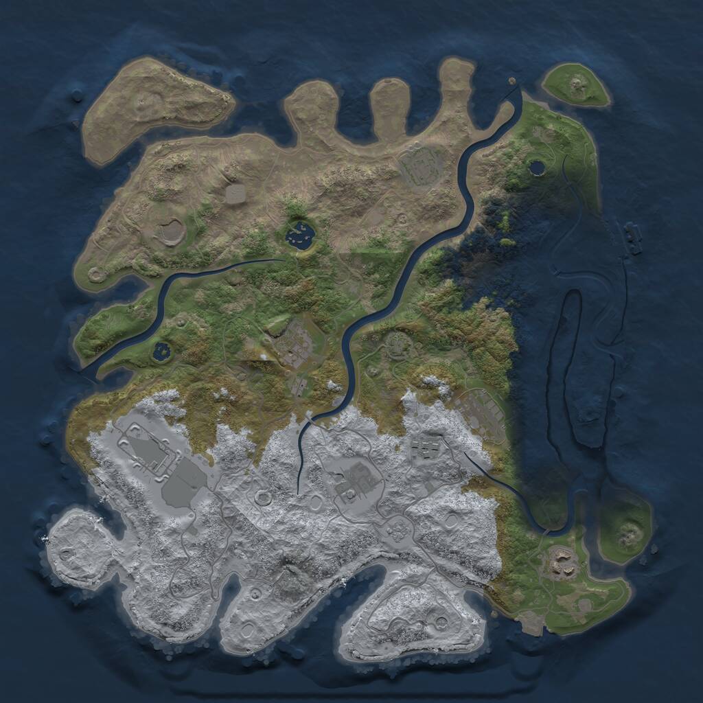 Rust Map: Procedural Map, Size: 3900, Seed: 1492195474, 14 Monuments