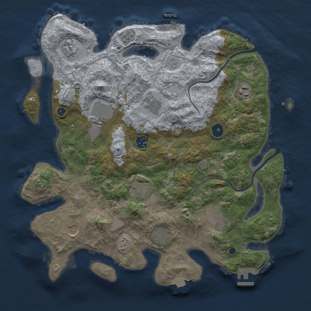 Rust Map: Procedural Map, Size: 3852, Seed: 1854725125, 16 Monuments