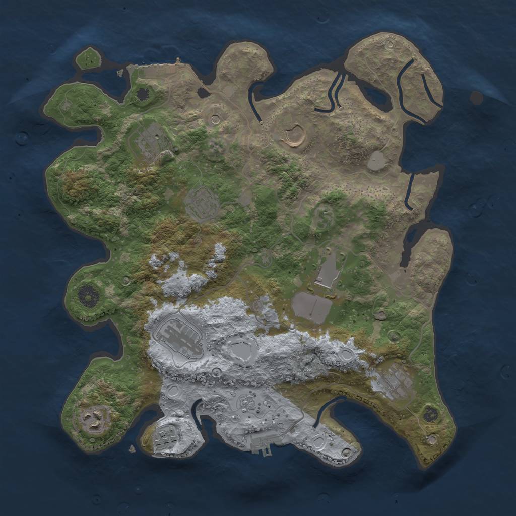Rust Map: Procedural Map, Size: 3550, Seed: 27349822, 17 Monuments