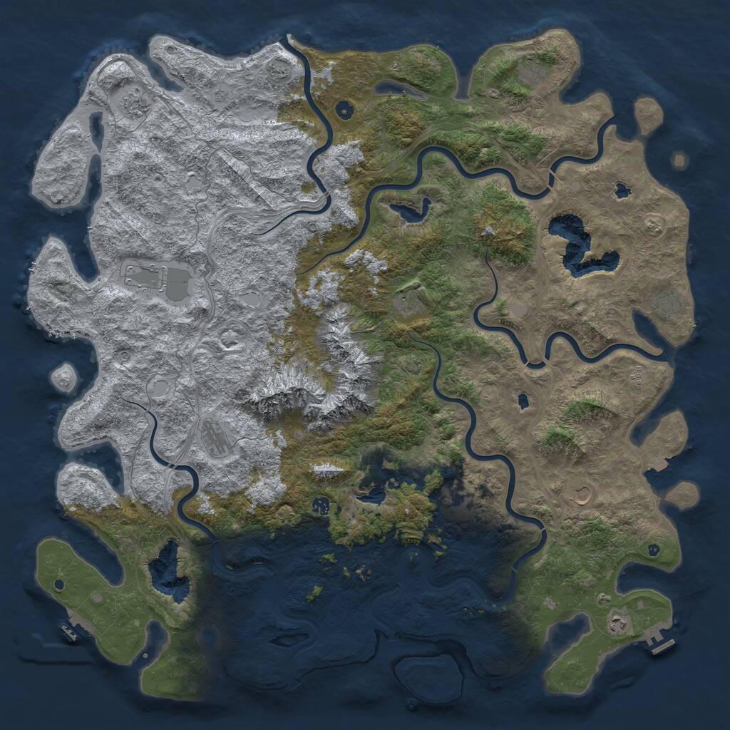 Rust Map: Procedural Map, Size: 6000, Seed: 35265763, 17 Monuments