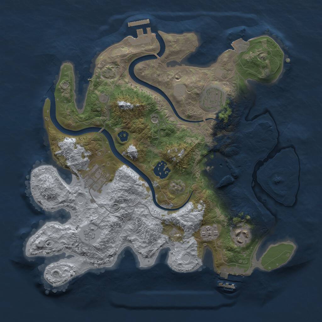 Rust Map: Procedural Map, Size: 3000, Seed: 476026116, 12 Monuments