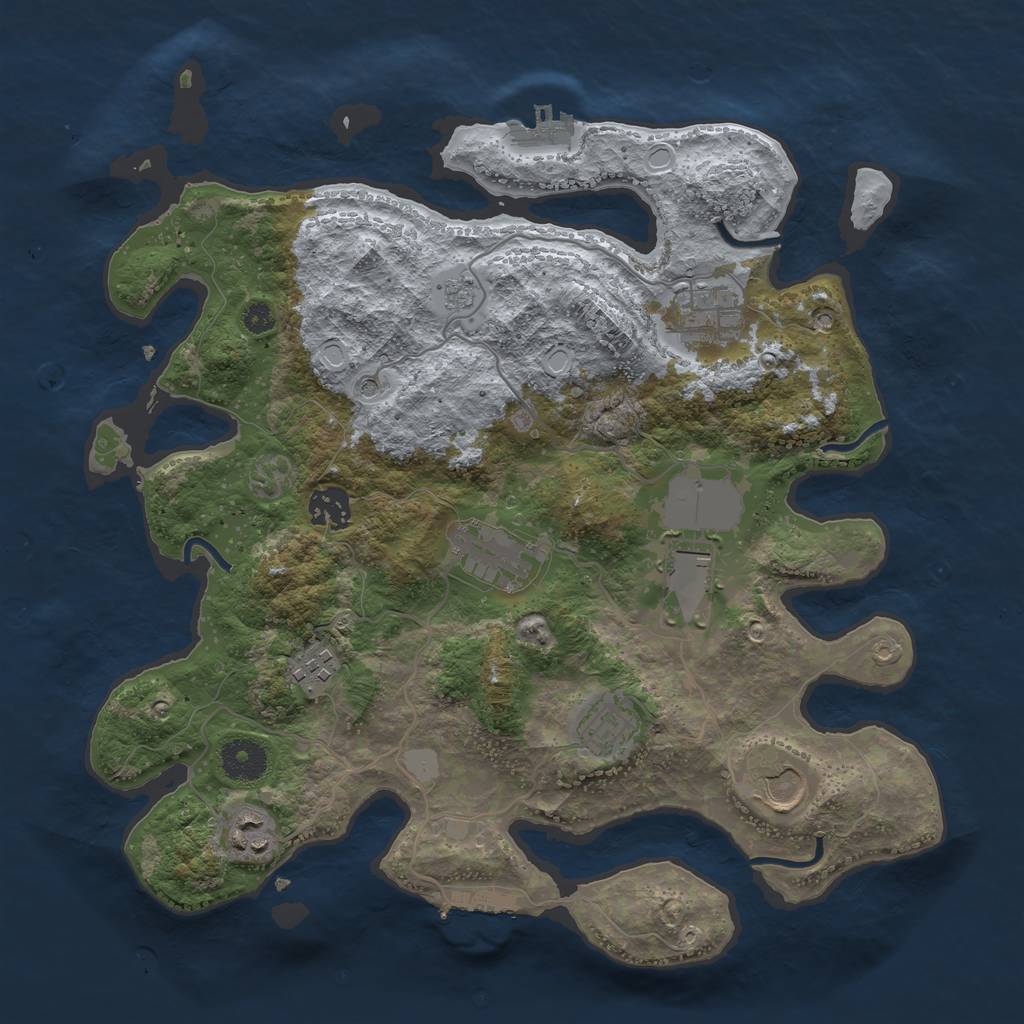 Rust Map: Procedural Map, Size: 3500, Seed: 1947825665, 17 Monuments