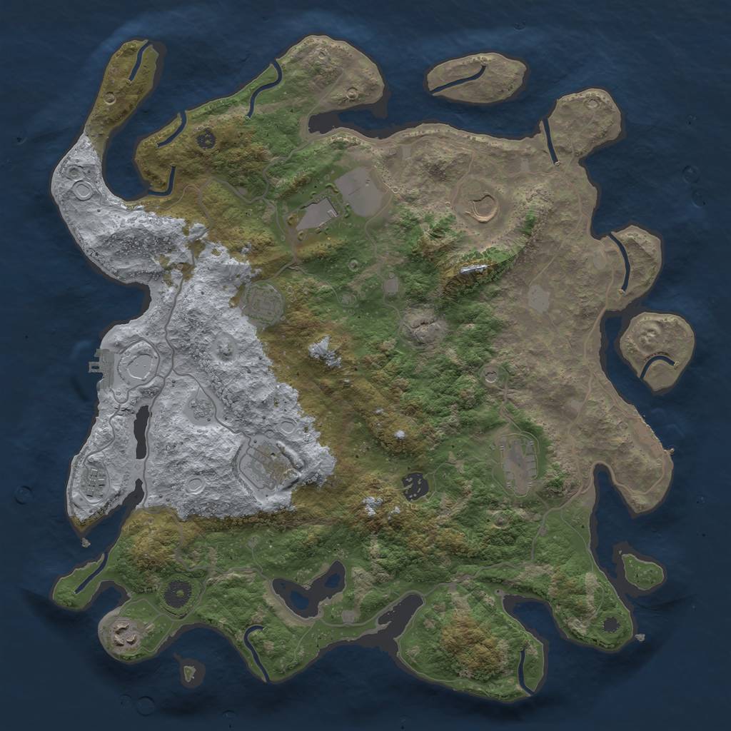 Rust Map: Procedural Map, Size: 4000, Seed: 4445, 17 Monuments