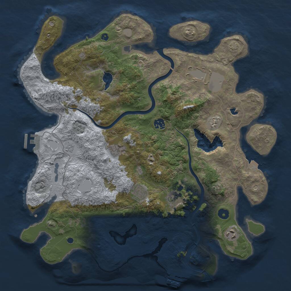 Rust Map: Procedural Map, Size: 4000, Seed: 4445, 13 Monuments