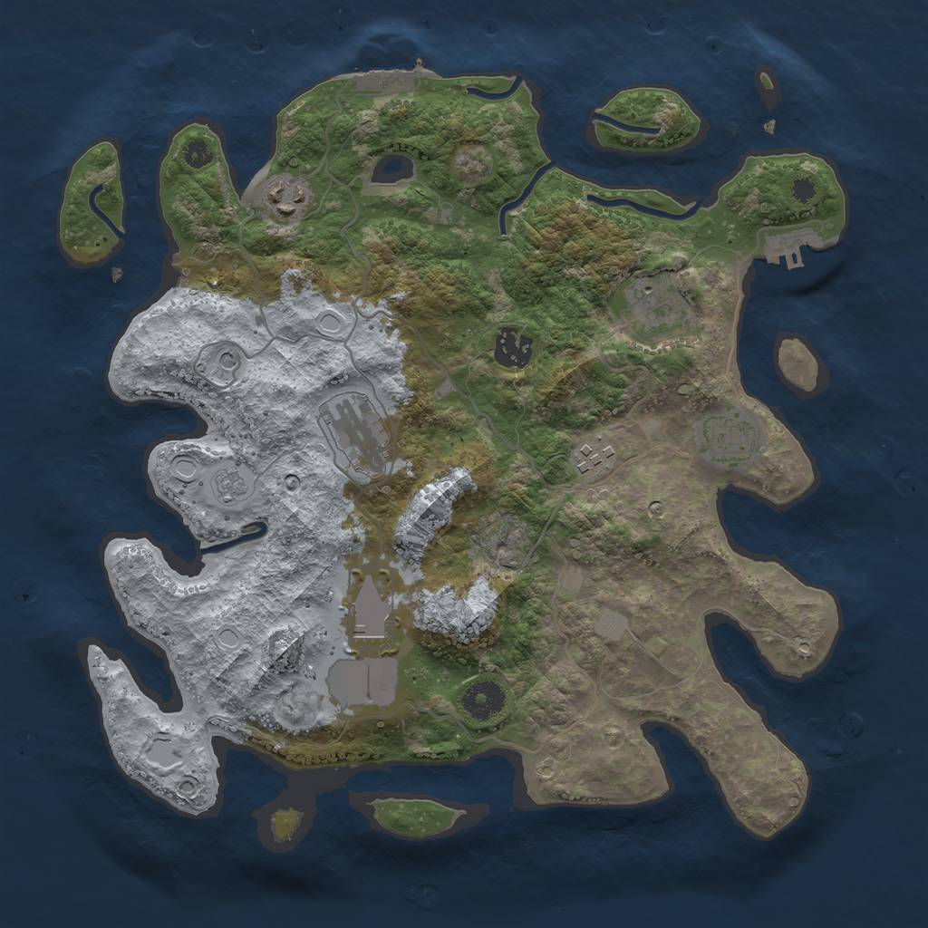 Rust Map: Procedural Map, Size: 3500, Seed: 351063035, 16 Monuments