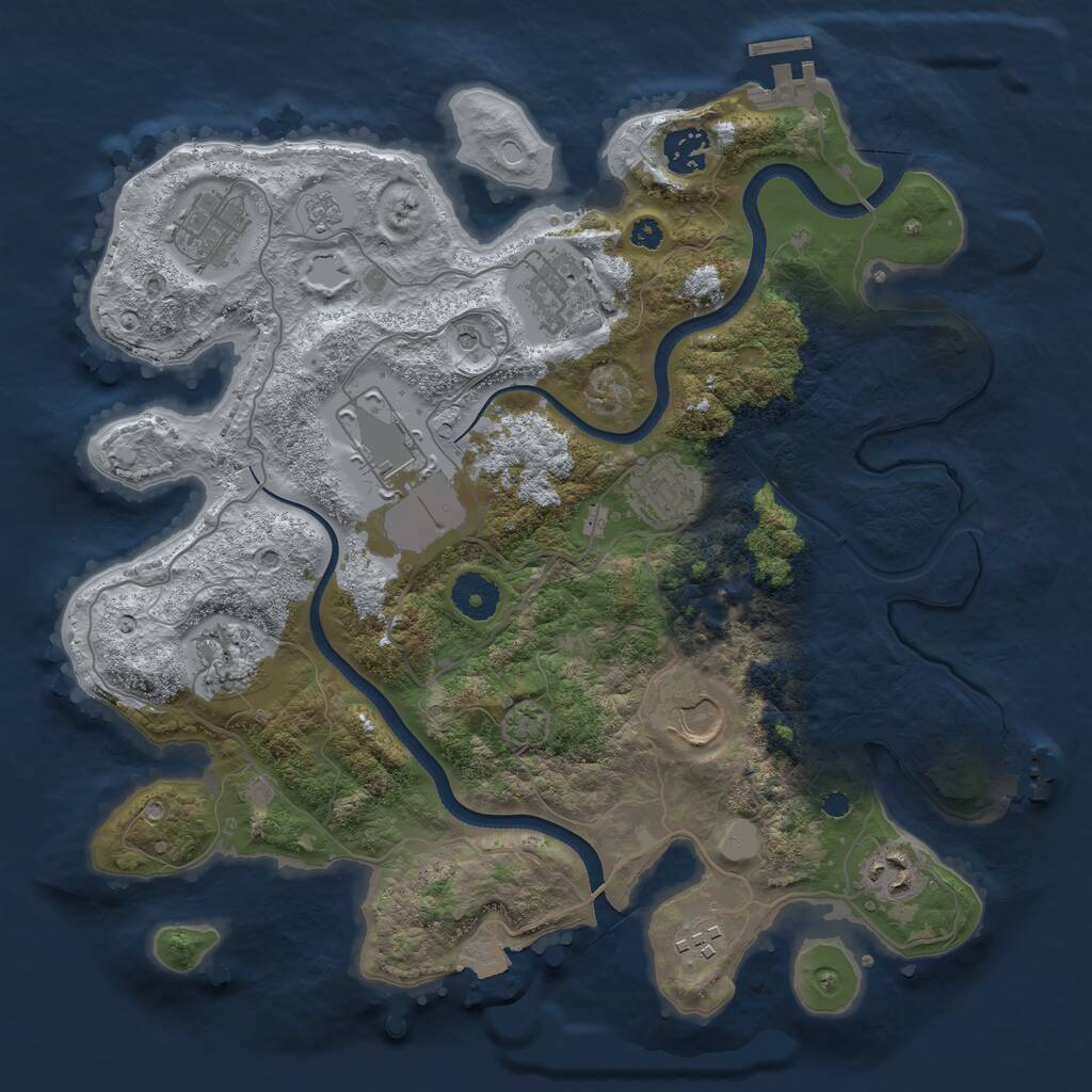 Rust Map: Procedural Map, Size: 3500, Seed: 1468987592, 15 Monuments