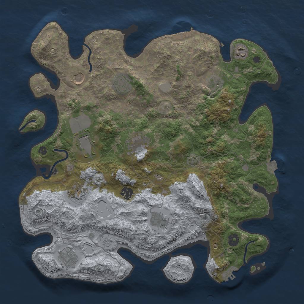 Rust Map: Procedural Map, Size: 3750, Seed: 275138560, 18 Monuments