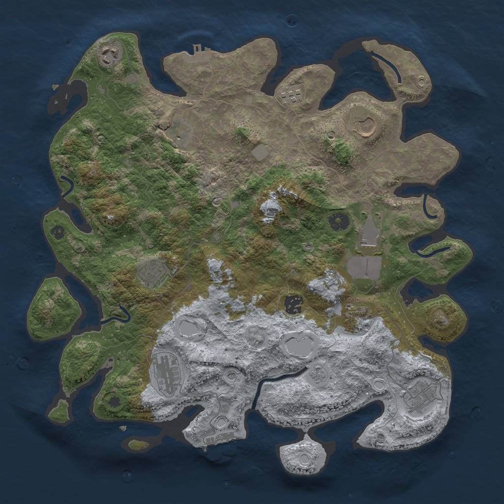 Rust Map: Procedural Map, Size: 3850, Seed: 299048435, 19 Monuments